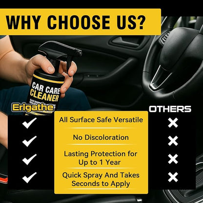 Car Interior Cleaner & Protectant Spray for Car, 3-in-1 Formula for Dashboard, Leather, Vinyl, Plastic & Glass, Streak-Free, UV Shield, pH Neutral & Long-Lasting Shine | 16.9oz +Towel + Sponge