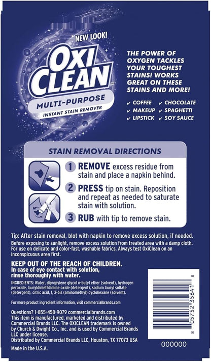 OxiClean On The Go Stain Remover Pen for Clothes, Portable Instant Travel Size Stick, Safe Cloth Stain Remover for Makeup Food and Drink, Stain Pen for Clothes, Pack of 3