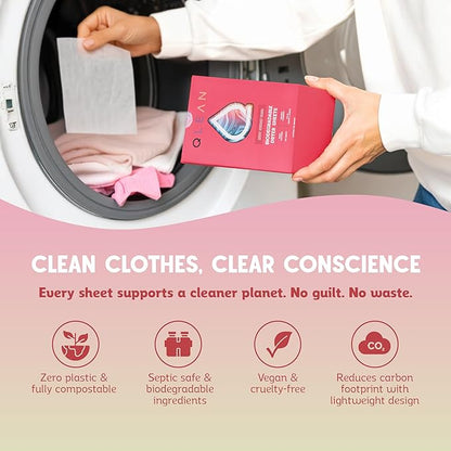 QLEAN Dryer Sheets | Natural Fabric Softener & Removes Static Cling | Vegan Laundry Softener | Soft, Fresh Laundry, Perfect for Clothes and Beddings - 120 Loads (Ruby Sunset Bliss)