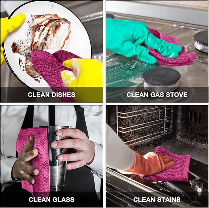 Nialnant 6 Pack Kitchen Towels, 100% Cotton Dish Cloth for Washing Dishes, Absorbent Quick Drying Dish Rags, Multipurpose Cleaning Rags-12x12 Inches
