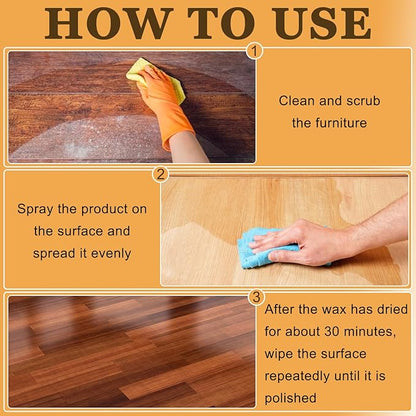 2PCS Beeswax Spray,Natural Beeswax Spray Furniture Polish,Wood Floor Polish,Wood Cleaner,The Original Furniture Polish for Wooden Floor,Tables,Cabinets