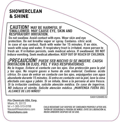 FILA Surface Care solutions, SHOWERCLEAN & SHINE FOAM, Bathroom Foam Cleaner, Removes Limescale, Soap Scum and Water Stains, Cleans and Deodorizes, Safe on Steel, Glass and Ceramic, 24 Oz