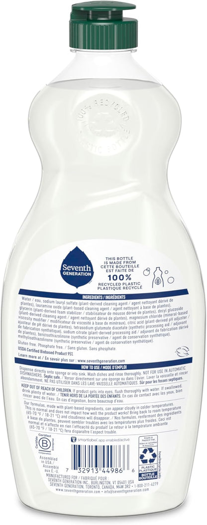 Seventh Generation Dish Liquid Soap Free & Clear liquid soap Pack of 6 Dishwashing Soap Dish Soap for sensitive skin 19 oz