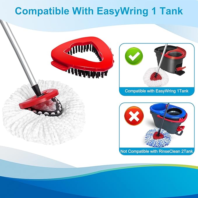 8-Pack Reusable Mop Head Replacement for O Cedar Easywring 1-Tank System, Microfiber Spin Mop Refills Compatible with Vileda 2-in-1 Turbo Triangle