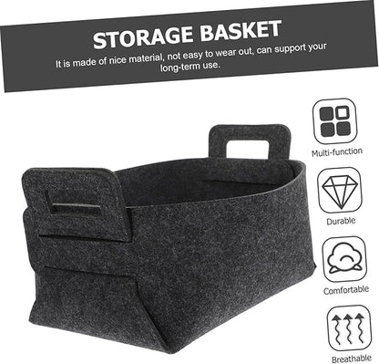 Luxshiny Felt Laundry Basket Handles Deep Gray Folding Storage Bin for Dirty Clothes Toys and Household Items Multifunctional Organizer for Bedroom and Nursery