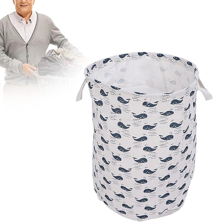 Large Laundry Basket Foldable Durable Clothes Blankets Hamper Organizer for Elderly Care University Dormitories Apartments Cloth Material 35 x 44cm