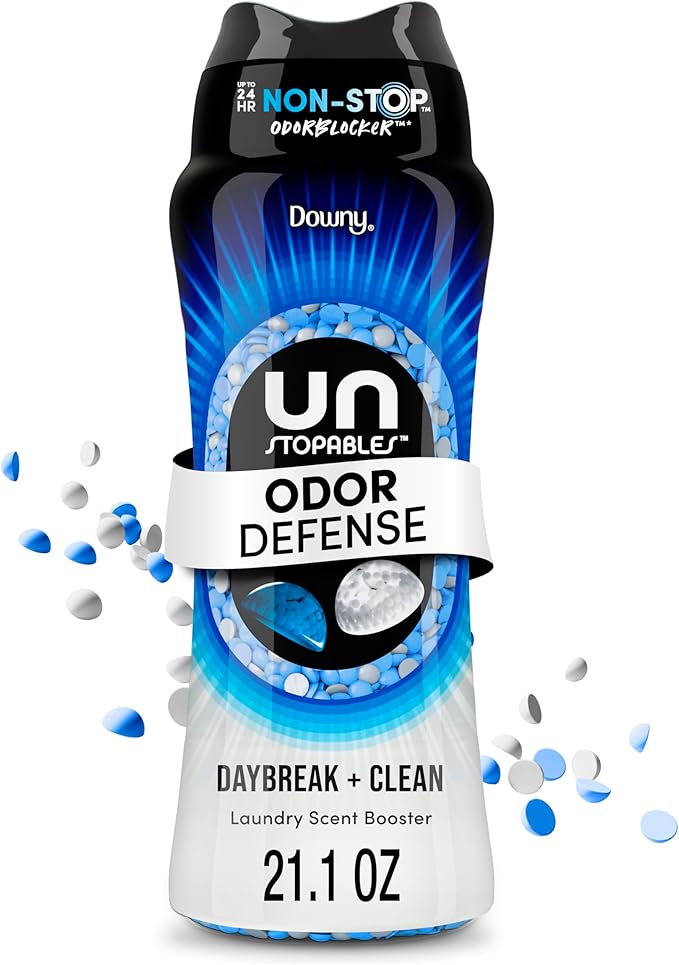 Downy Unstopables Fusions Odor Defense In-Wash Laundry Scent Booster Beads, Daybreak + Clean Scent, 21.1 OZ, 2-in-1 Laundry Beads for Odor Defense