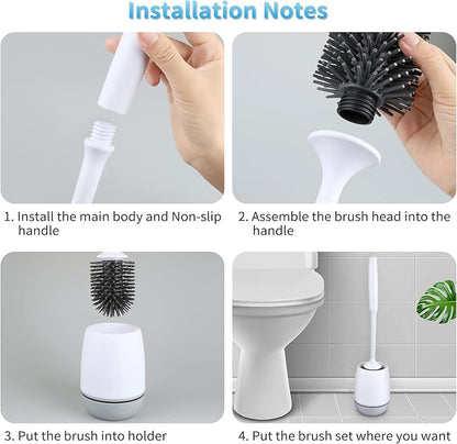 RV Toilet Bowl Brush and Holder, Silicone Toilet Bowl Brush Cleaning Toilet Scrubber Set with Non-Scratch Silicone Bristles Deep Cleaning. Wall Mount for Motorhome Travel, Travel Trailers, Camper