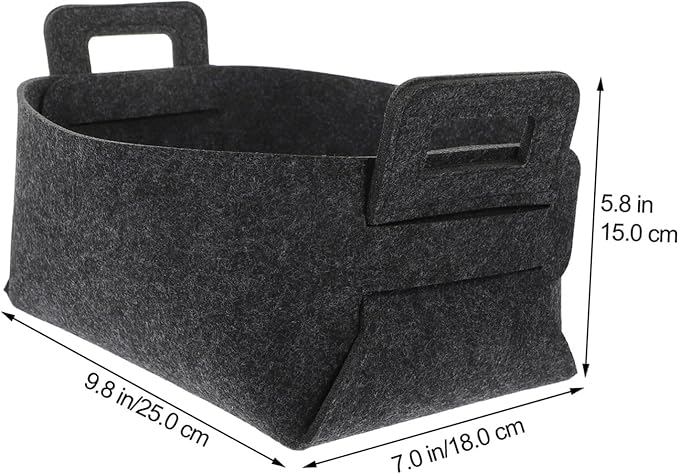 Felt Laundry Basket Handles Deep Grey Collapsible Storage Bin for Dirty Clothes Portable Organizer for Bedroom Bathroom and College
