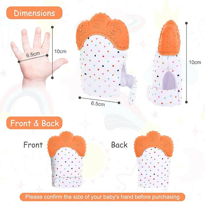2Pack Silicone Teething Mitt, Soothing Infant Teething Mitten Pain Relief, Prevent Scratches Glove, Safe Silicone Teething Toys for 0-12 Months