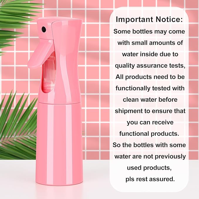 (Pink Hair Mister Spray Bottle，Spray Water Bottle Fine Mist Refillable Plants（6.8OZ /200ML） Barber，Showering Pets, Plants, travel, Ironing and Cleaning ﻿ ﻿ ﻿(Continuous Spray)