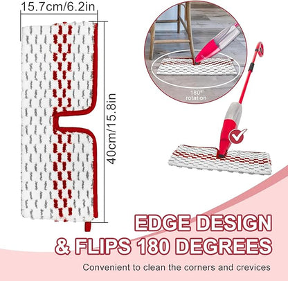 Spray Mop Pads Compatible with Promist Max - Reusable Mop Refills for Oceda Promist Max, Microfiber Double Sided Usable Dry Wet Floor Cleaning (6 Pack Red)