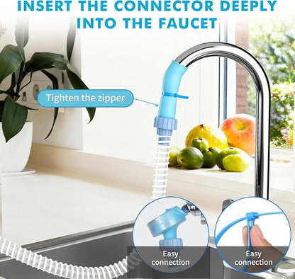Slip-On Tub Hose 5FT - Flexible Bathtub Faucet Sprayer Attachment for Cleaning & Pet Care -Dog Shower Hose- No Installation - Fits Faucets Up to 3" Wide - Portable