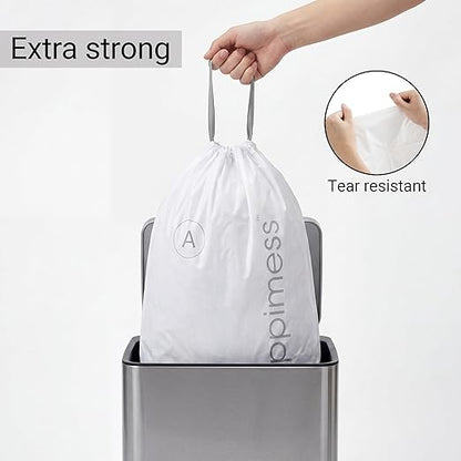 happimess 8 Gallon (30L) Drawstring Trash Bags, Unscented, Clear, Heavy Duty LDPE Liners for Kitchen and Household, Custom Fit 120 Count (6 Packs of 20 Liners) HPM3000A-C-6SET