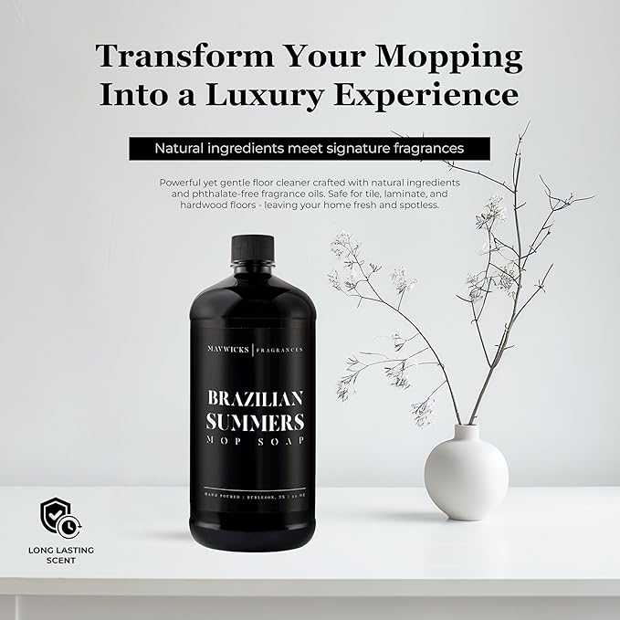 Fragrances - Luxury Mop Soap (Brazilian Summers) 32 Oz – Brazilian Summers Scented Floor Cleaner for Mopping – Pet Safe, Best Smelling Mop Detergent for All Surfaces