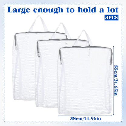 3Pcs 22" x 15" Mesh Hanging Laundry Bags for Washing Machine, Wash Bag for Clothes Delicates Lingerie, Durable Honeycomb Mesh Laundry Bags for Socks