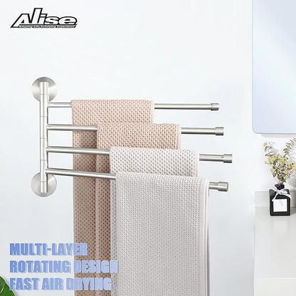 Alise Swing Out Towel Rack,Folding Hand Towel Bar 4 Bars Arm Towel Holder Towel Hanger for Bathroom Wall Mount,Space Saving Towel Rail,GK9003-LS SUS304 Stainless Steel Brushed Nickel