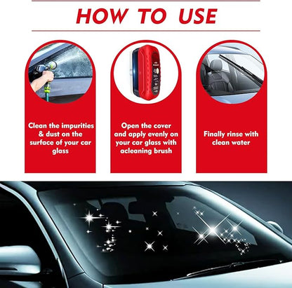 Automotive Oil Film Cleaning Brush with Reusable Foam Sprayer, Upgraded Antifog Glass Cleaning Board, Glass Oil Film Remover for Car Windows & Windshields,Versatile Car Glass Cleaner Brush (2Pack_Red)