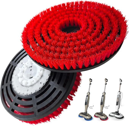 Steam Mop Pads Replacement Brush Head for Shark Steam and Scrub Mop S7000 s7001 S8201 Series Brush Heads with Nylon Bristles, Deep Clean Hardwood & Tile Floors Grout, Scratch-Free Polish (red)