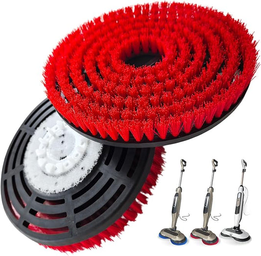 Steam Mop Pads Replacement Brush Head for Shark Steam and Scrub Mop S7000 s7001 S8201 Series Brush Heads with Nylon Bristles, Deep Clean Hardwood & Tile Floors Grout, Scratch-Free Polish (red)