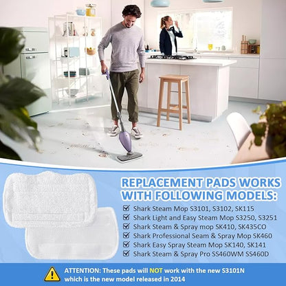 EAGLEGGO Replacement Microfiber Pads for Shark Steam Mop S3251 SE200 4 Packs