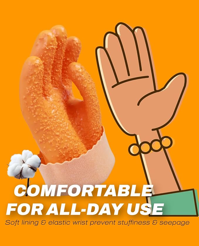 2 Pairs Enhanced Grip Household Cleaning Gloves for Kitchen Dishwashing, Non-Slip Cleaning Gloves