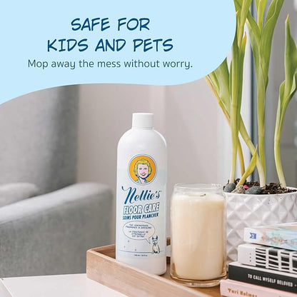 Nellie's Floor Care – Plant-Based Floor Cleaner for Hardwood, Tile, Ceramic, and More – Effectively Lifts Dirt and Odors – Fresh Lemongrass Scent (25 fl oz) - Made in Canada