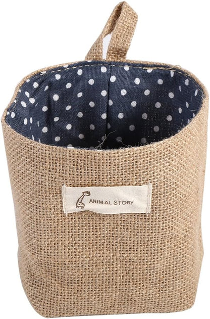 Cotton Linen Laundry Hamper Bag for Home Gadget Storage Organizer Foldable Basket Bin Hanging Laundry Basket (Blue Dots)