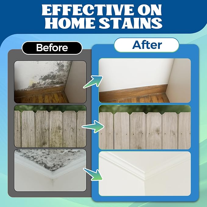 Multipurpose Wall Cleaner Spray – Mold Stain Cleaner for Home Surfaces – Bathrooms, Kitchens, Showers, Basements & Outdoor Areas – Multipurpose Remover for Dirt, Dust, Odor, Oil & Grease
