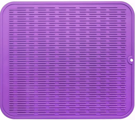 MicoYang Silicone Dish Drying Mat for Multiple Usage,Easy clean,Eco-friendly,Heat-resistant Silicone Mat for Kitchen Counter or Sink,Refrigerator or Drawer Liner Purple 2XL 24 inches x 18 inches