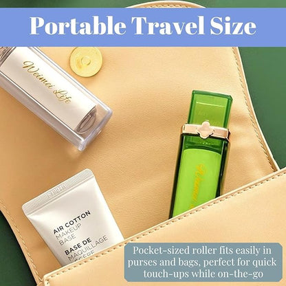Mini Lint Roller, Portable & Travel Lint Remover for Clothes and Pet Hair, Pocket-Size Lipstick Design, 1 Green and 5 Refills