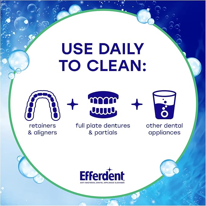 Efferdent Denture Cleaner Tablets – Dental Appliances, Aligners, Mouth Guard, and Retainer Cleaner Tablets, Minty Fresh & Clean, 90 Count
