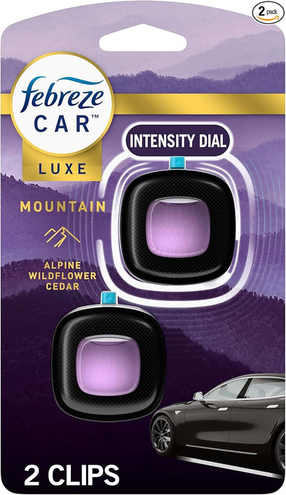 Febreze Car Mountain Scent Air Freshener Vent Clip, .07 oz, 2 Count