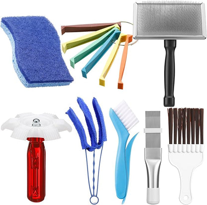 8 Pcs Air Conditioning Fin Cleaner Set HVAC Coil Cleaning Brush Condenser Fin Straightener Evaporator Coil Cleaner AC Comb Condenser Split Cleaning Kit Fridge Radiator Tool (Black,Large)