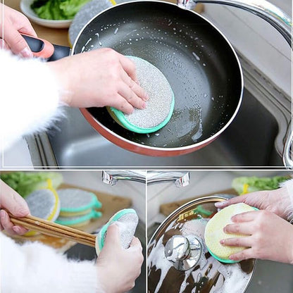 20 Pcs Dishwashing Sponge, Double Sided Round Scrubber Rag Dish Pad for Home Kitchen Cleaning Tool(Random Color)