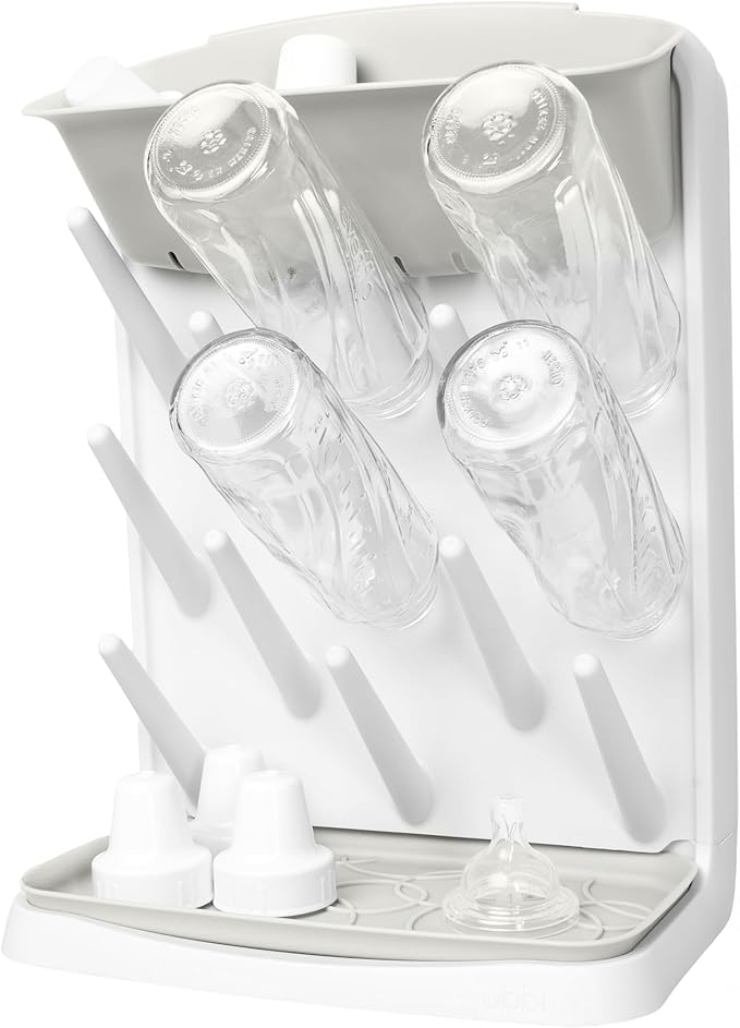 Ubbi Vertical Baby Bottle Drying Rack, Space Saving Countertop Drying Rack Baby Organizer, Oat