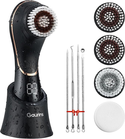Facial Cleansing Brush Face Scrubber Exfoliator Rechargeable IPX7 Waterproof Electric Spin Cleanser Device for Exfoliating, Massaging and Deep Cleansing Removing Blackhead, Face Massaging