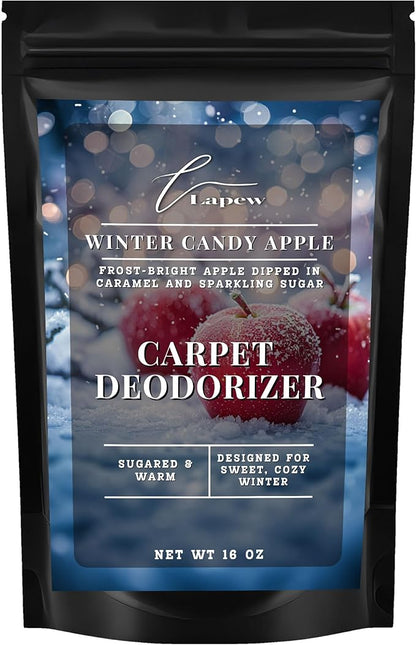 Lapew Winter Candy Apple Carpet Deodorizer Powder - Pet Safe Freshener for Vacuuming | Scented Odor Eliminator for Home | 16 oz