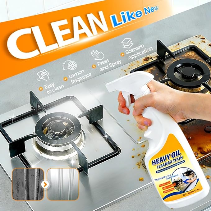 Heavy Oil Cleaner Stain, 2026 Upgrade All Purpose Kitchens Heavy Oil Cleaning Agent, Grease Remover, Multipurpose Kitchen Cleaner Spray for Countertops, Ovens, and Appliances (white)