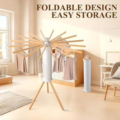 Foldable Clothes Drying Rack, Portable Garment Drying Rack for Indoor Outdoor, Space Saving Laundry Drying Rack, Sturdy Clothing Air Dryer Hanger for Balcony Bedroom Laundry Room