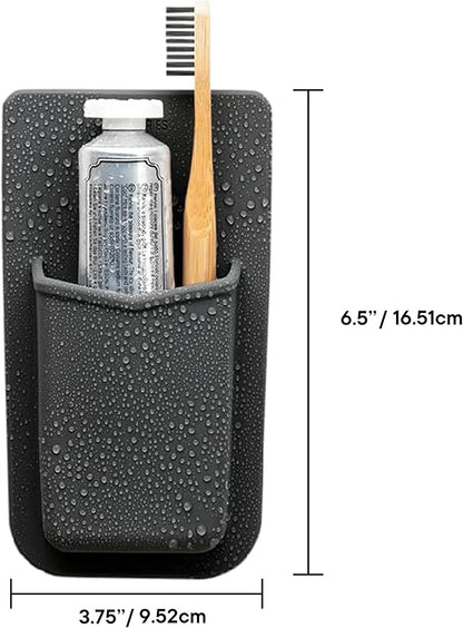 TOOLETRIES The Henry Essentials Holder - Silicone Toiletry Organizer, Shower & Bathroom Accessory - Features Silicone-Grip Technology, Removable & Reusable - Charcoal