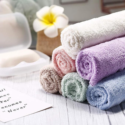 Syhood 12 Pieces Face Wash Cloth 12 x 12 in Makeup Remover Cloths Towel Coral Velvet Facial Microfiber Soft Fast Drying Facial Cleansing Towel for Face(Beige, Blue, Purple, Brown, Green, Pink)