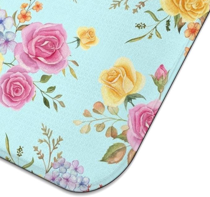 Dish Drying Mat Drainer Pads - Extra Large Microfiber Drying Mats for Dishes Kitchen Counter Super Absorbent Pads for Draining Racks (Floral,16"x18" )