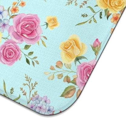 Dish Drying Mat Drainer Pads - Extra Large Microfiber Drying Mats for Dishes Kitchen Counter Super Absorbent Pads for Draining Racks (Floral,16"x18" )