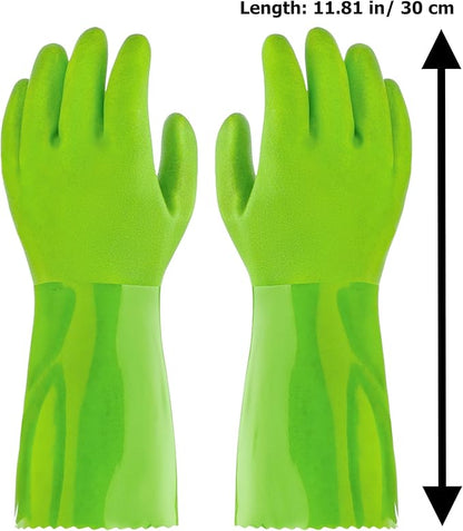 Kitchen-Star Ultimate Rubber Household PVC Gloves with Comfortable Cotton Lining, Anti-Slip surface, Kitchen Dishwashing, Extra Thickness, Kitchen Cleaning, Working, Painting, PetCare (X-Large, Green)