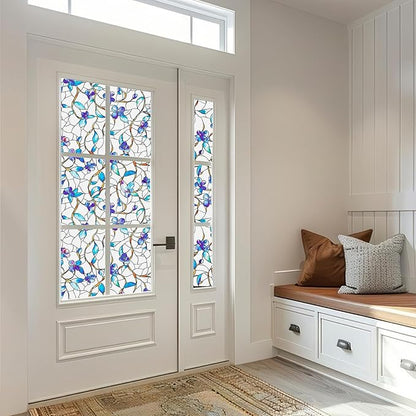 Frosted Glass Window Film, Heat Insulation, UV Block, Anti-Glare, One Way Privacy Tint, Static Cling for Home Bathroom Door, Renter Friendly, Day & Night Privacy