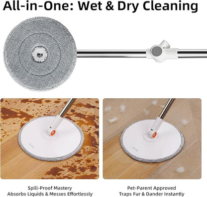 3-in-1 Precision Spin Mop & Bucket System, 71” Extra-Long Handle, Clean-Water Separation, 3 Specialized Heads for Baseboards & Corners, Compact for Hardwood & Micro-Porous Floors