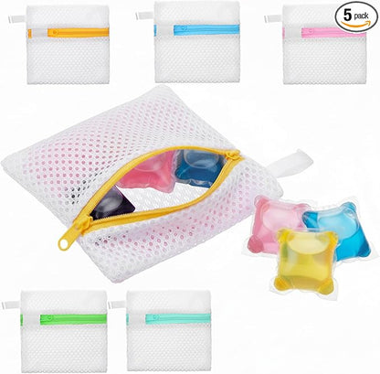 5PCS Laundry Pod Anti-Sticking Bags, Reusable Storage Protective Bags Small Laundry Bag for Detergent Pods & Scent Beads Durable Dissolution Protection