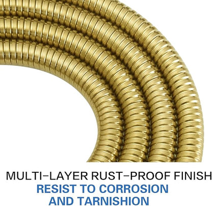RUMOSE 79 inches Shower Hose Extra Long Stainless Steel Shower Tube Attachment Flexible Handheld Shower Sprayer Hose, Brushed Gold