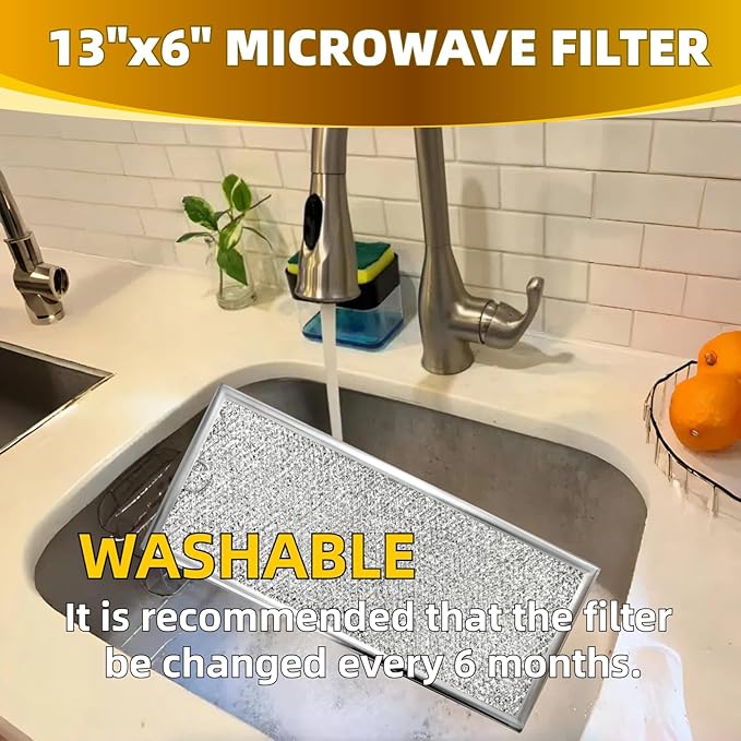 13" x 6" Microwave Grease Filter Replacement for Whirlpool GE WB06X10596 W10208631A Microwave Oven vent Filter Pack 2